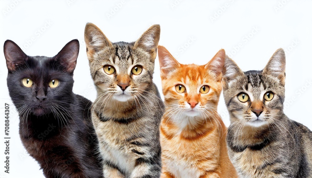 four cute cats, 16:9 widescreen wallpaper / background
