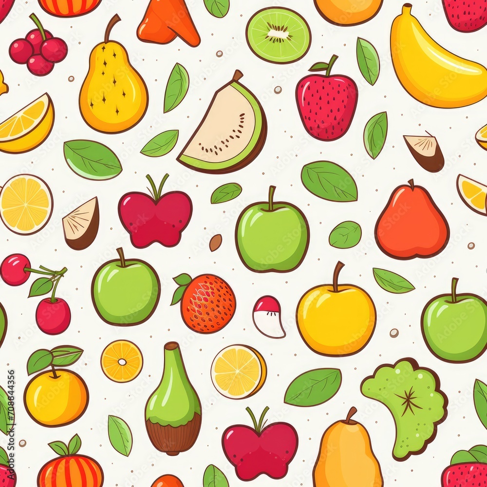 Food fruits healthy eating seamless pattern