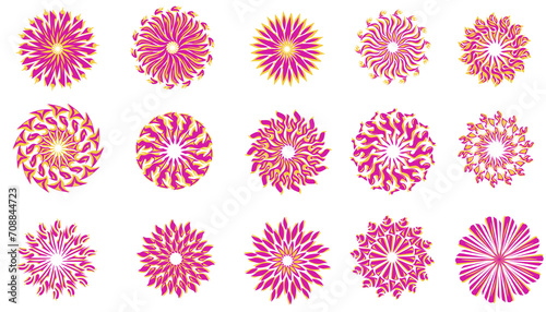 Purple and yellow tribal mandala set design. Perfect for icons, logos, stickers, tattoos © Febrial Chalik
