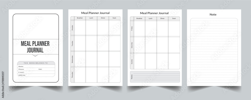 Editable Meal Planner Kdp Interior printable template Design. Stock ...