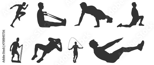 Dynamic Fitness Warriors, Man Silhouettes Dominating the Workout Scene