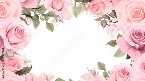 Empty floral frame with copy space for greeting card or invitation design