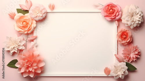 Empty floral frame with copy space for greeting card or invitation design