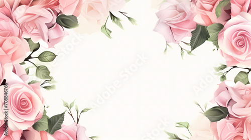 Pink rose flower composition background, decorative flower background pattern, floral border background photo