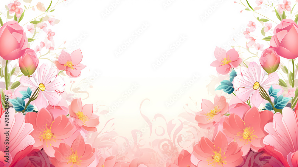 Pink rose flower composition background, decorative flower background pattern, floral border background