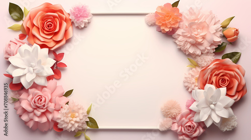 Pink rose flower composition background, decorative flower background pattern, floral border background