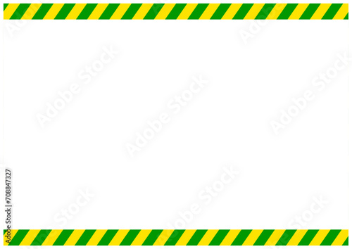 災害工事現場で使う黄色と緑の危険注意の警告フレーム枠