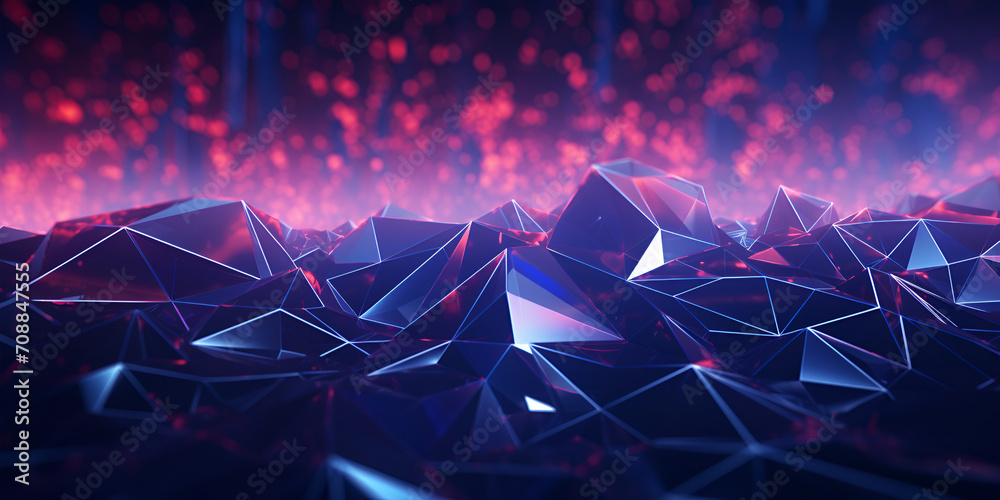 Seamless Geometric Flow,Elegance in Red and Dark Blue Abstract - obrazy, fototapety, plakaty 