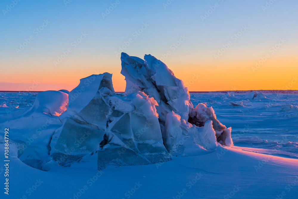 Arctic Ice Sunset - obrazy, fototapety, plakaty 