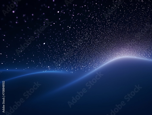 3D rendering of glowing blue and black lines and dots on a dark blue background