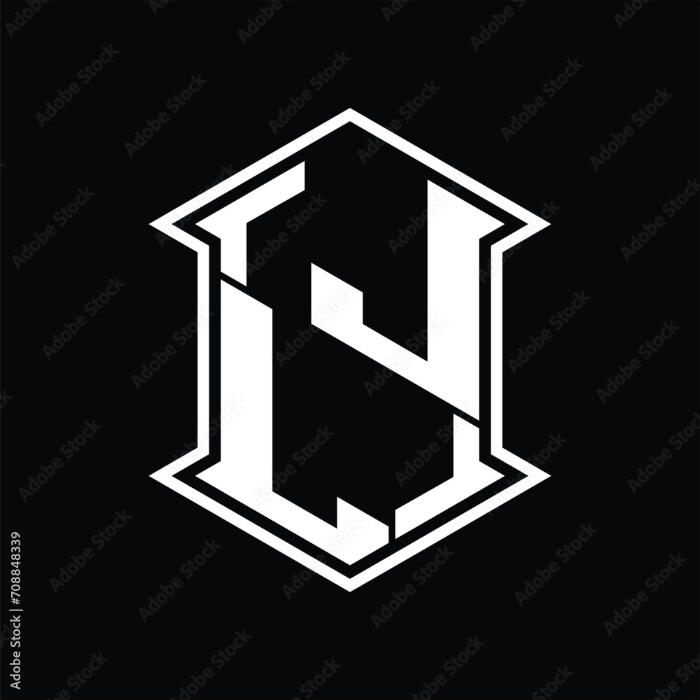 JL Logo monogram hexagon shield shape up and down with sharp corner isolated style design JL Logo monogram hexagon shield shape up and down with sharp corner isolated style design