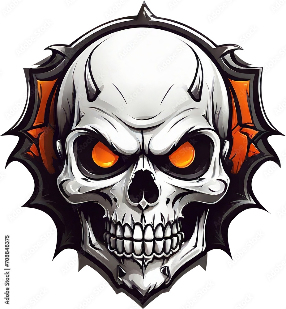 skull head mascot, illustration for logo, t-shirt, sticker. ai generative design
