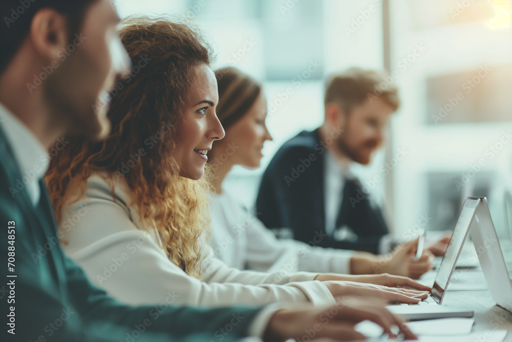 A Group Of Business Collaborating In Creative Meeting Around Table In Modern Office. Professional leadership or ceo and worker brainstorming together. A Group Of Business Collaborating In Creative Meeting Around Table In Modern Office. Professional leadership or ceo and worker brainstorming together.