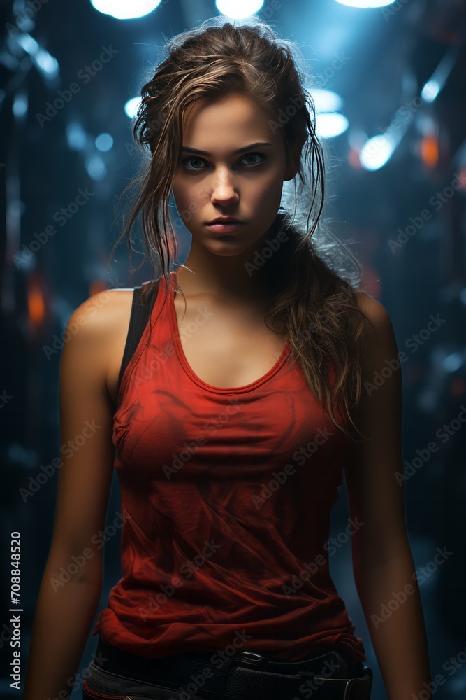 Photo Realistic of a Female Boxer in Boxing Shorts and Gloves, Generative AI