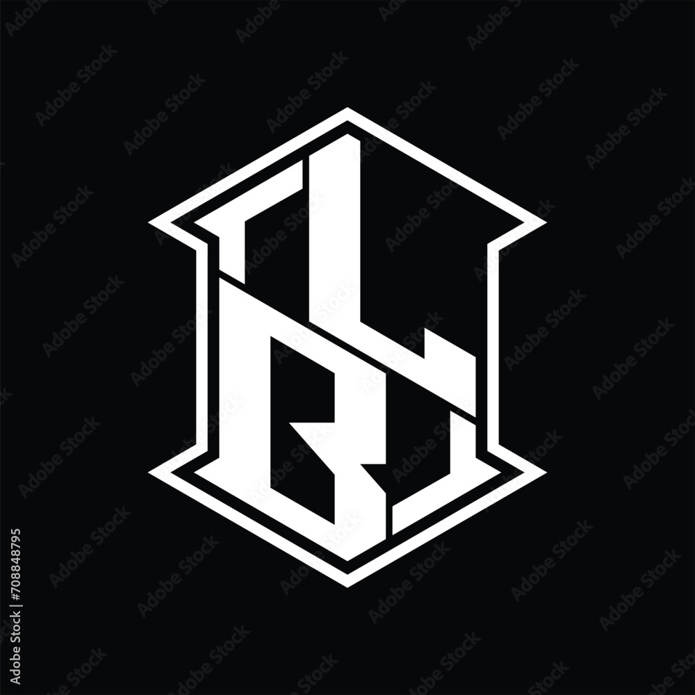 LB Logo monogram hexagon shield shape up and down with sharp corner isolated style design LB Logo monogram hexagon shield shape up and down with sharp corner isolated style design