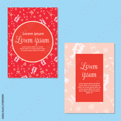 Wedding invitation card template. Valentine's Day seamless pattern backgrounds save the date, invitation, greeting card, vector illustration.