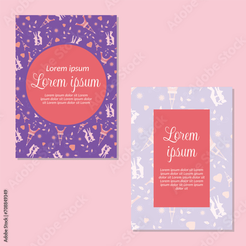 Wedding invitation card template. Valentine's Day seamless pattern backgrounds save the date, invitation, greeting card, vector illustration.