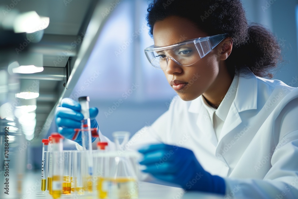 portrait of a female researcher holding a tube portrait of a female researcher holding a tube