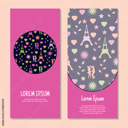 Vector Valentine's Day vertical frame pattern invitation greeting cards, RSVP and thank you cards.