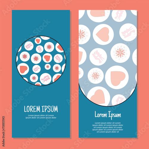 Vector Valentine's Day vertical frame pattern invitation greeting cards, RSVP and thank you cards.