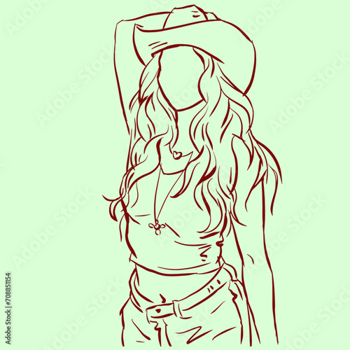 illustration of a sexy woman in hat vector for card decoration illustration