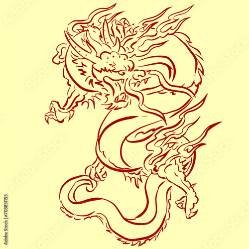 Chinese new year dragon vector for card decoration illustration