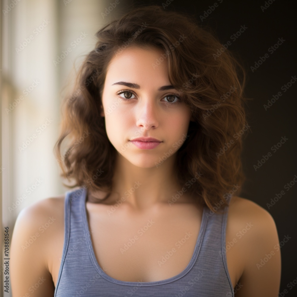 portrait of a young woman with brown hair and brown eyes portrait of a young woman with brown hair and brown eyes