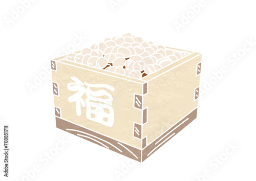 節分の豆のイラスト（版画風）