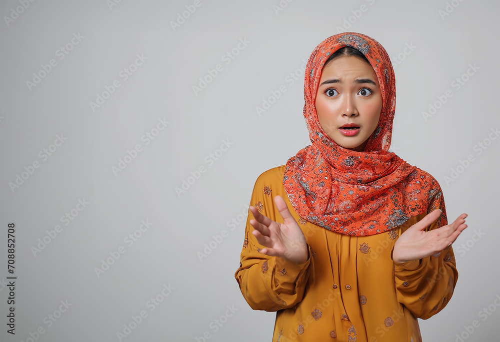 Fototapeta premium Young Asian Muslim's Confused Expression