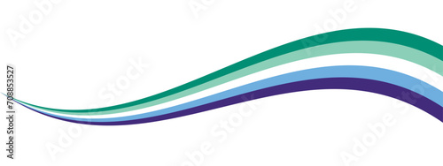 Green, white, blue and purple colored curved line icon, as the colors of the gay man flag. LGBTQI concept. Flat vector illustration. 
