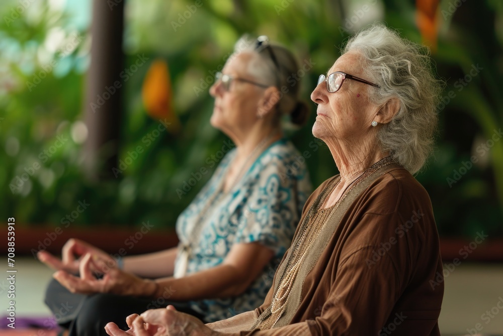Fototapeta premium Elderly women meditating 