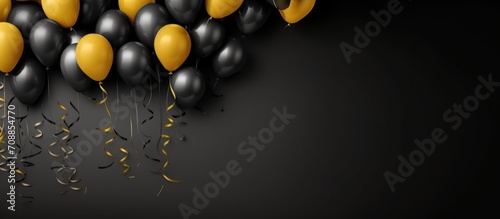 copy space balloons with black wall background ,concept for celebration