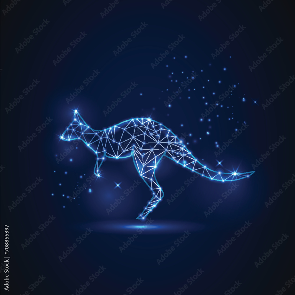 Naklejka premium Futuristic glowing low polygonal Kangaroo