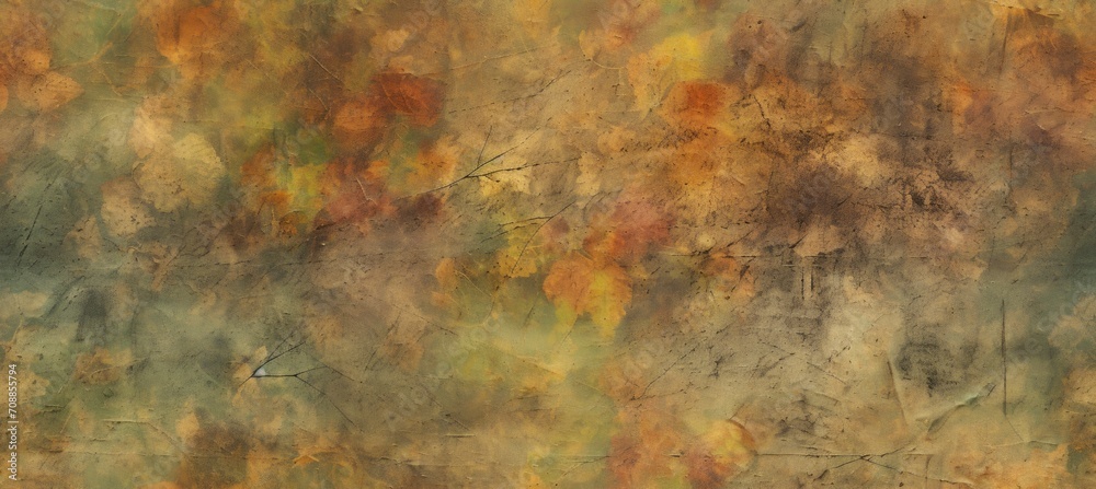 A Background Paper Immersed in Rich Autumn Hues, Marrying Forest Greens with Aged Grunge. Distressed Elegance with Hints of Light onto Dark A Background Paper Immersed in Rich Autumn Hues, Marrying Forest Greens with Aged Grunge. Distressed Elegance with Hints of Light onto Dark
