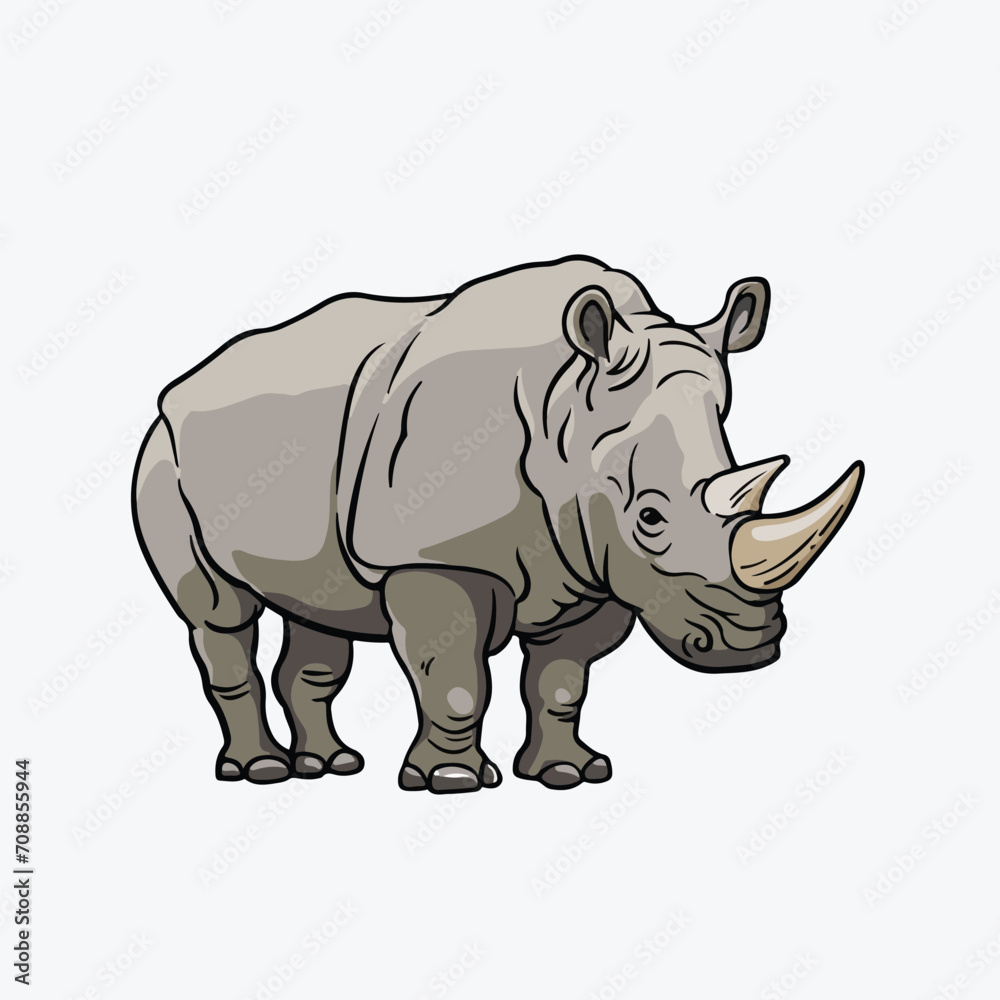 Fototapeta premium Rhinoceros Vector Illustration Cartoon Clipart