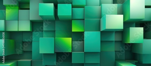 3d render of abstract protruding box in green