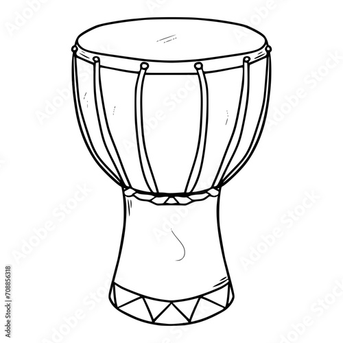 djembe instrumen tool from africa illustration hand drawn sketch outline vector
