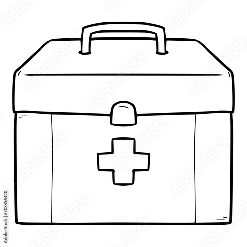 first aid kit illustration hand drawn sketch outline vector