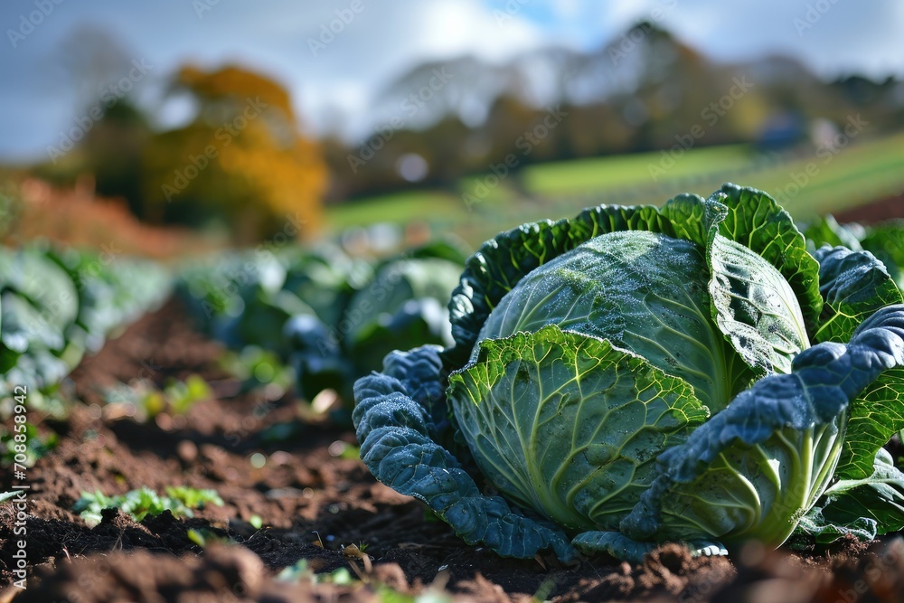 cabbages in the middle of the field professional photography