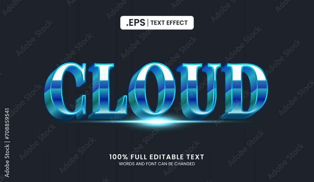 Design editable text effect, cloud text vector illustration