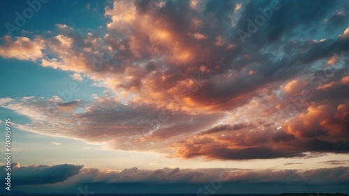 A Captivating Sky Photo Featuring Evening Colors in Late Afternoon. With Hues Resembling Midday but Infused with a Subtle, Warm Undertone, Witness Nature's Tranquil Transition.