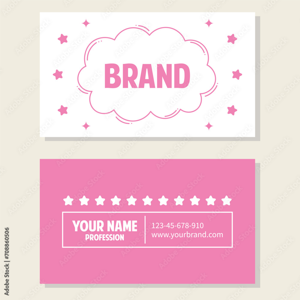 Business card template with editable text and star pattern - vector illustration