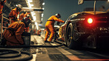 Race car pit crew in action highlighting automotive industry, AI Generated