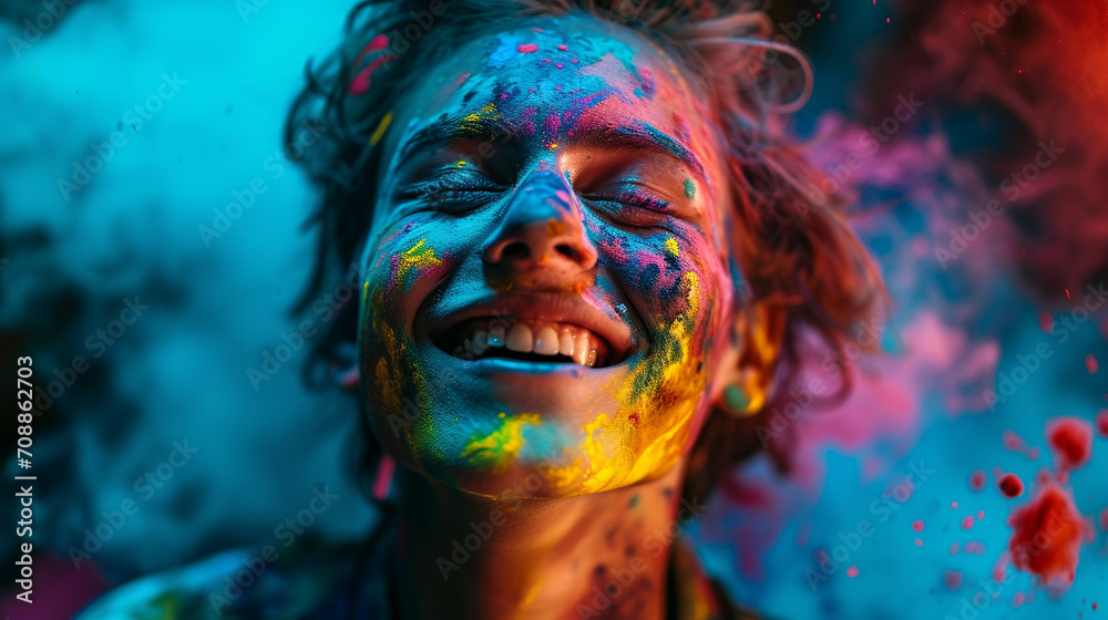 Elated artist in half-body portrait isolated background, AI Generated