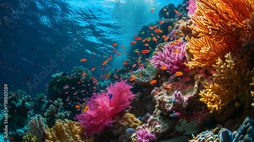 Stunning panorama of vibrant coral reef  AI Generated