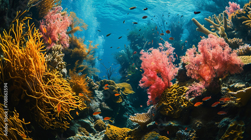 Stunning panorama of vibrant coral reef, AI Generated © Shining Pro