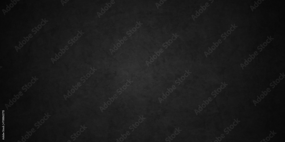 Grunge dark black blackboard and chalkboard rough background. Panorama dark grey black slate background or texture. Vector black concrete texture. Stone wall background.  - obrazy, fototapety, plakaty 