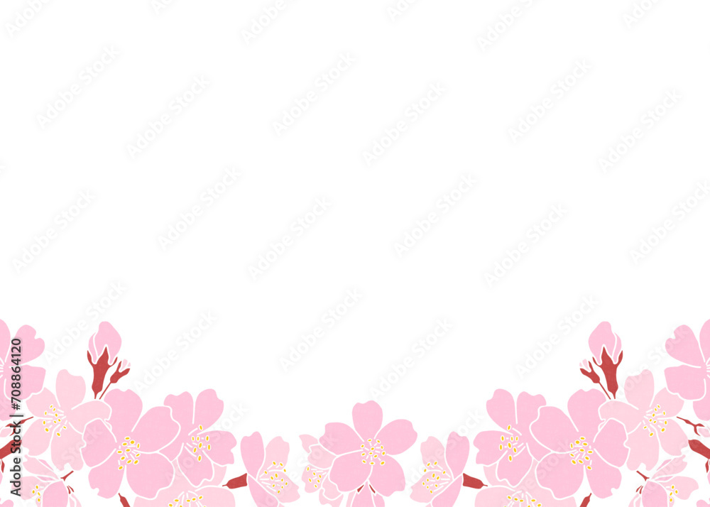 桜の背景素材、桜のフレーム背景、春素材