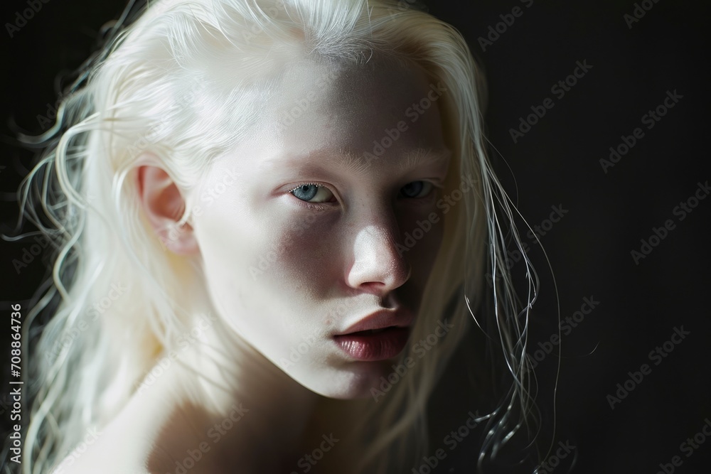 Portrait of beautiful albino woman