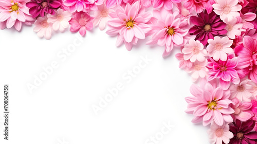 Elegant pink floral border on white background, perfect for wedding invitations, greeting cards, and spring-themed designs. AI Generative